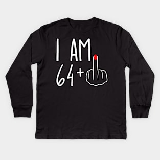 Vintage 65th Birthday I Am 64 Plus 1 Middle Finger Kids Long Sleeve T-Shirt